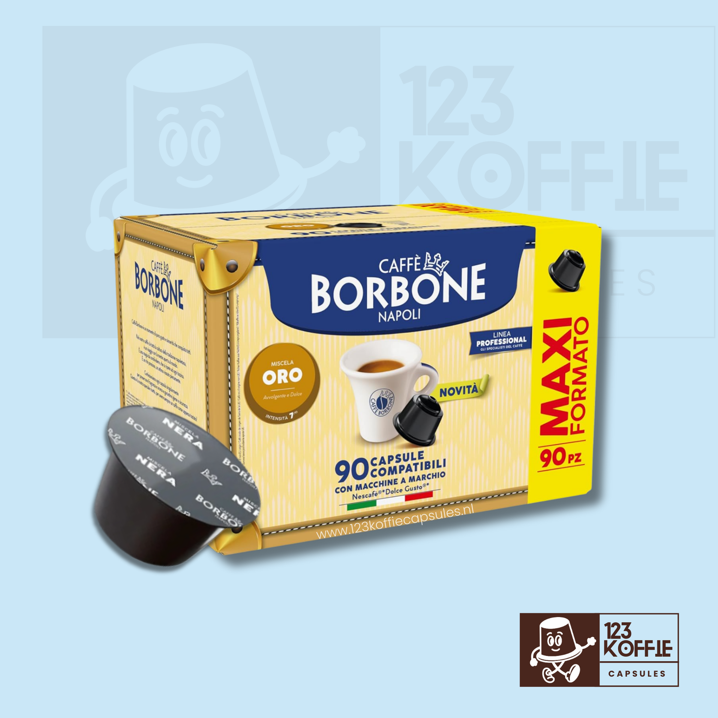 Borbone Nera capsules voor Dolce Gusto met sterke Italiaanse espresso, 90 stuks, intense smaak en volle body