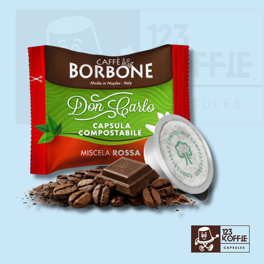 Borbone Rossa A Modo Mio capsule met rood zakje, composteerbare koffiecapsule met krachtige Italiaanse espresso en intensiteit 9