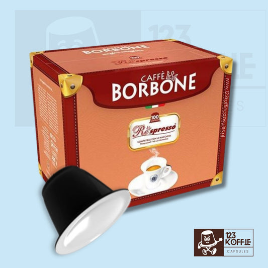 Verpakking van Caffè Borbone Respresso Blauw koffiecapsules, 100 stuks voordeelverpakking, uitgebalanceerde Italiaanse espresso