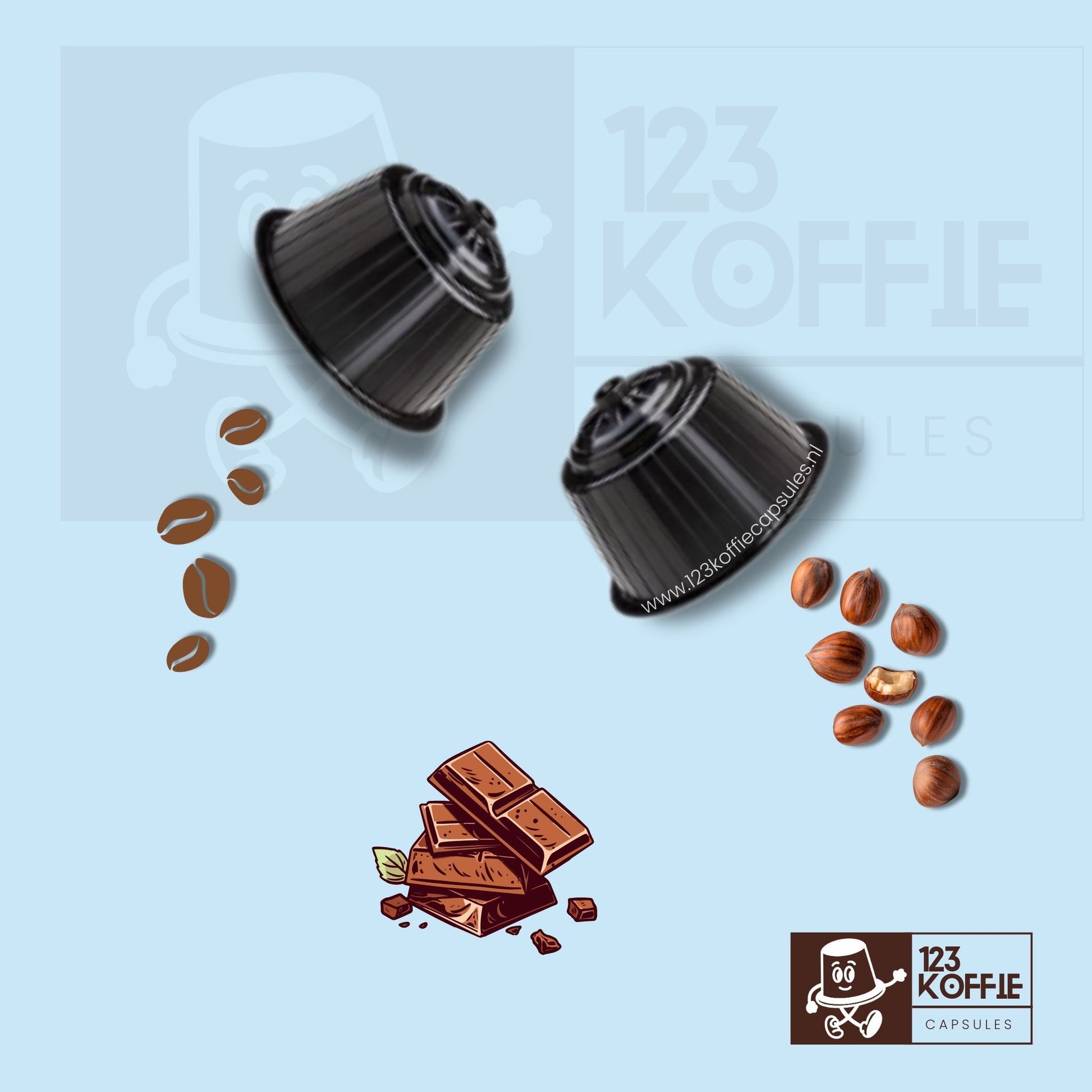 Italiaanse Sandemetrio capsules compatibel met Dolce Gusto, uniforme capsules voor alle smaken binnen de specialiteitenserie deze is met een romige koffiedrank met cacao en hazelnootsmaak