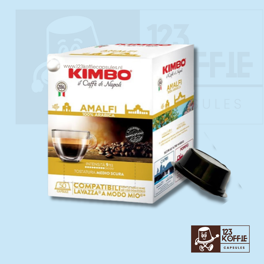 Kimbo Amalfi capsules A Modo Mio 50 stuks, Italiaanse espresso met medium intensiteit en ronde smaak

