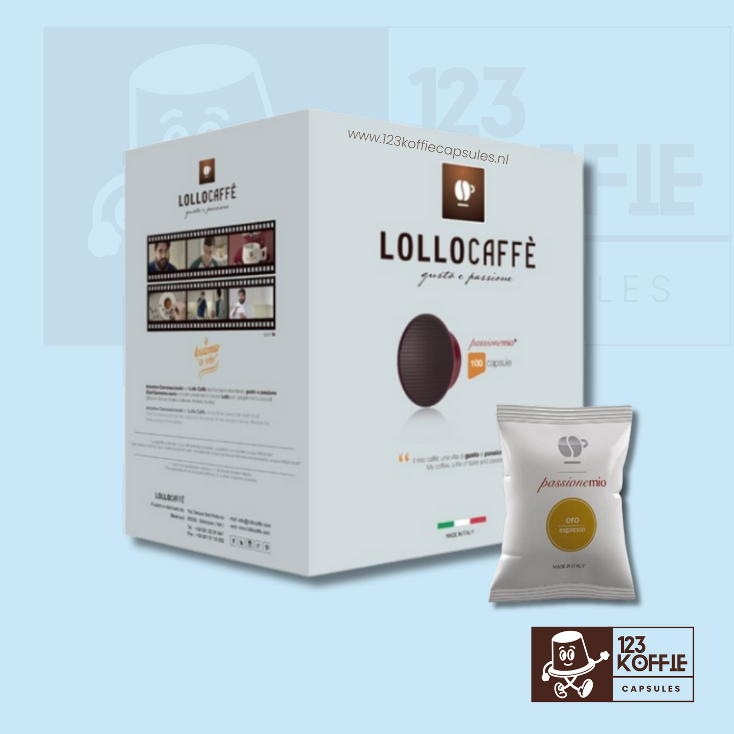 Verpakking Lollo Miscela Oro A Modo Mio capsules 100 stuks zachte Italiaanse espresso
