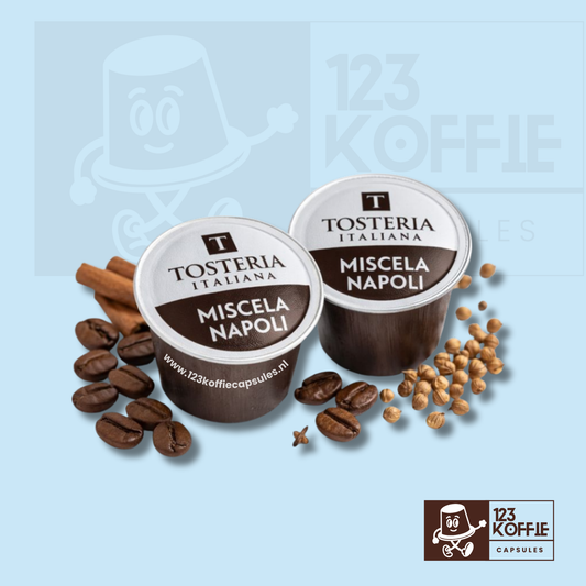 Twee sterke espresso capsules compatibel met Nespresso met koffiebonen – Napoli blend