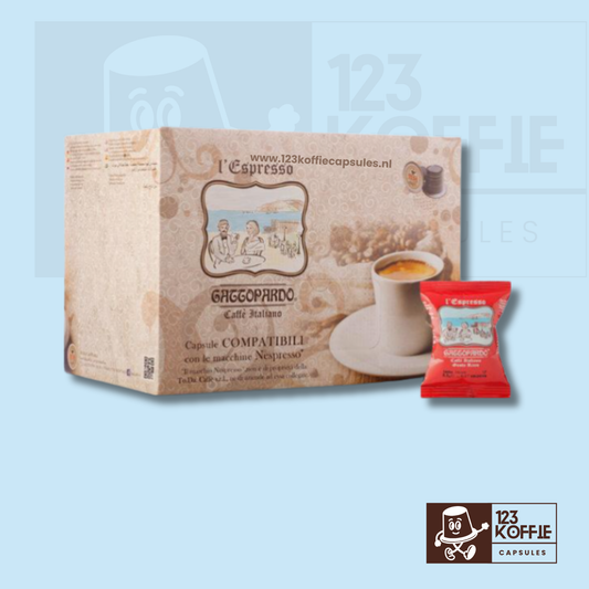 Volle Italiaanse espresso capsules Nespresso  100 stuks Gattopardo